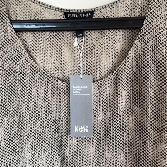 EILEEN FISHER STONE SILK CREPE DE CHINE CHAINETTE ASYMMETRIC TANK SET SIZE M NWT - Picture 5 of 12